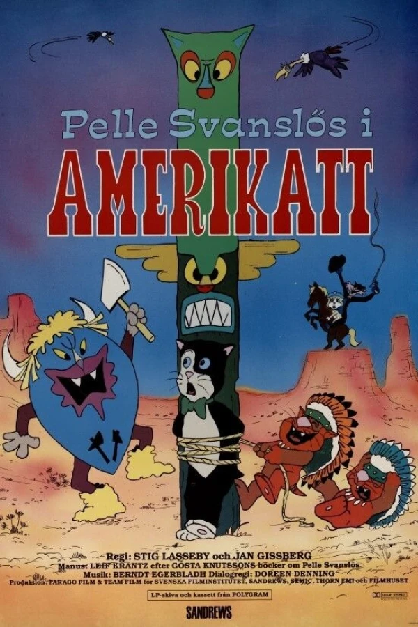 Pelle Svansløs i Amerikatt Plakat